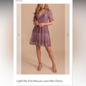 Light My Fire Mauve Lace Mini Dress- bella ella boutique